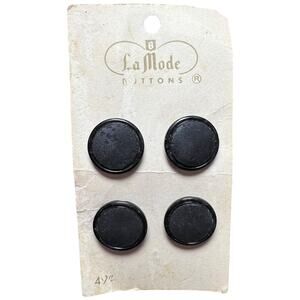 Vintage La Mode Black Buttons Holland Made Sewing Card NOS Size 30